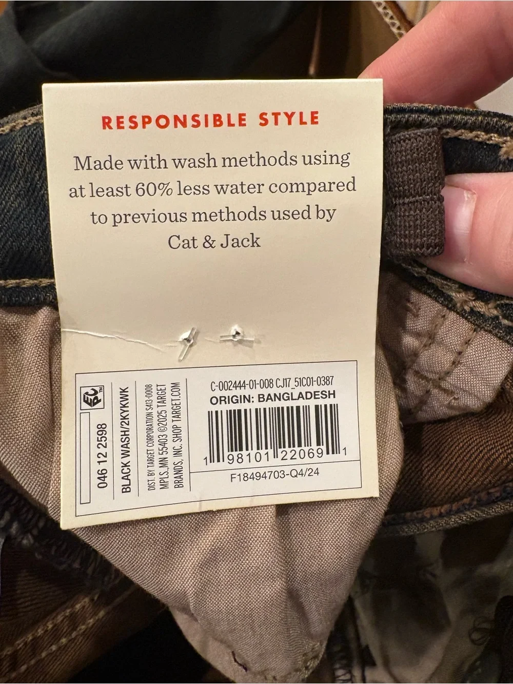 NWT Cat & Jack unisex Dark blue with brown on edges Bootcut Jeans size 10 TR168